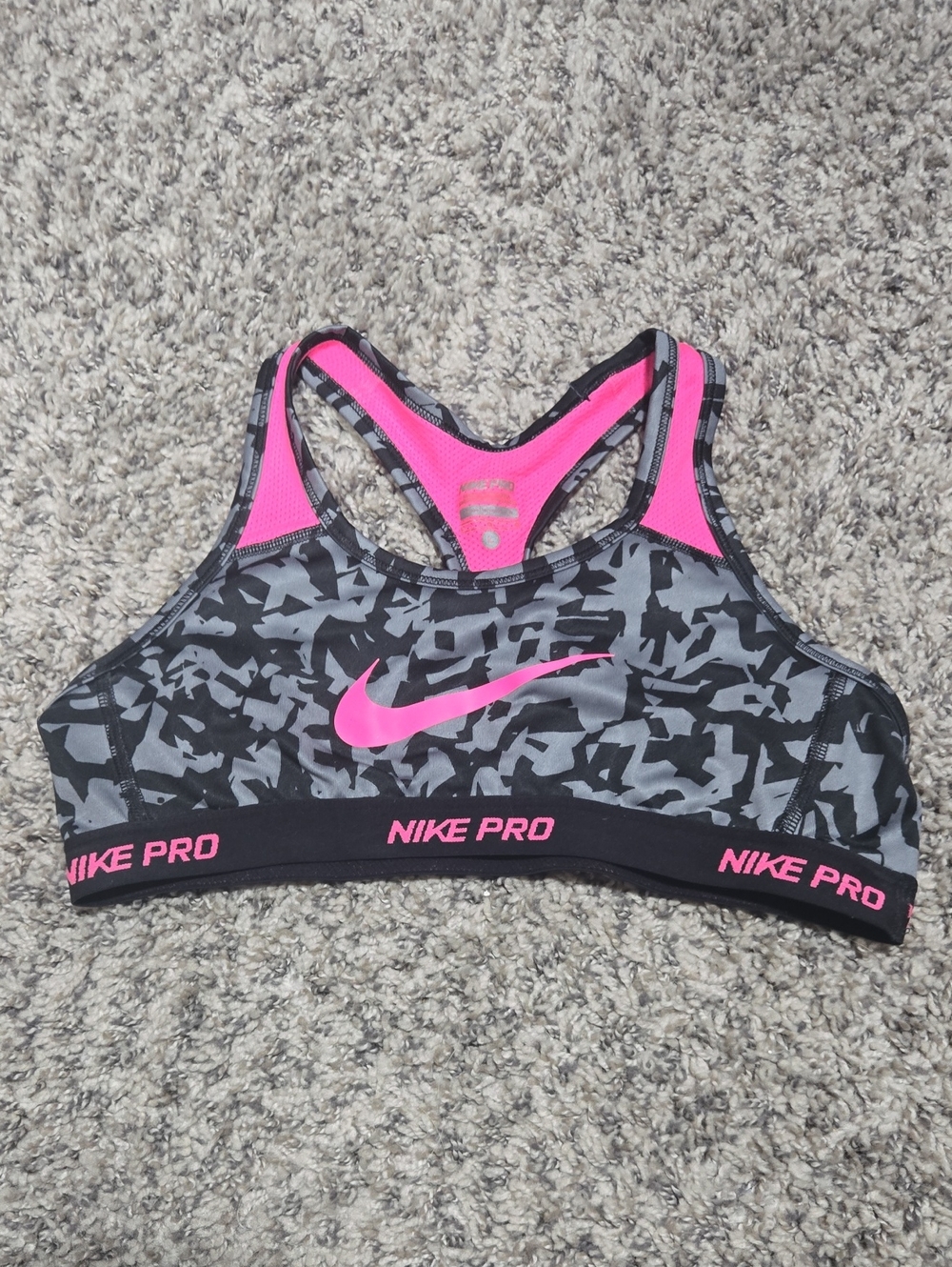 Nike Gray & Pink Camo Sports Bra